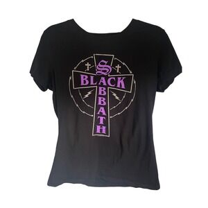 Black Sabbath Purple Cross Graphic Tee Shirt Womens XXL (Fits Small) Goth Rock